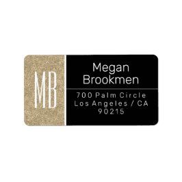 Light Gold Glitzer/B&W/DIY Name Address Monogram Adressaufkleber