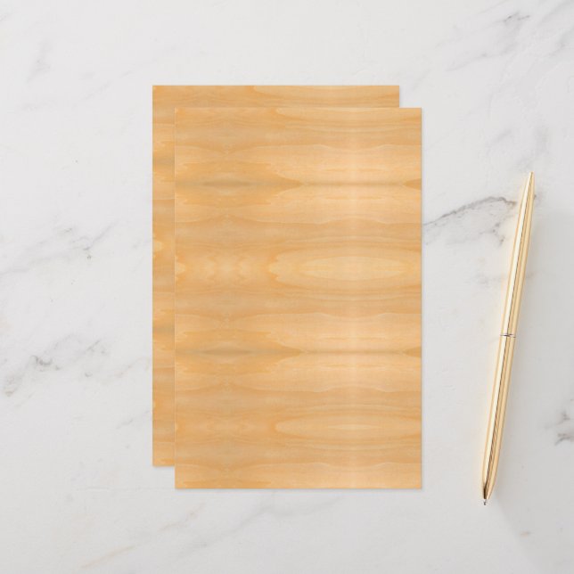 Light Gold Holz Grain Look Warme Farben Art Statio Briefpapier (Vorderseite/Rückseite Beispiel)