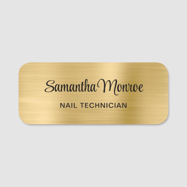 Light Gold Ombre Metallic Style Foil Namensschild (Vorderseite)