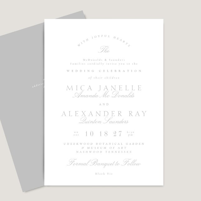Light Gray | Classic Calligraphy Wedding Einladung (Von Creator hochgeladen)