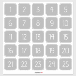 Light Gray Customizable Square Number Stickers  Aufkleber