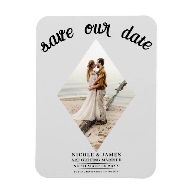Light Gray Diamond Foto Wedding Save the Date Magnet (Vertikal)