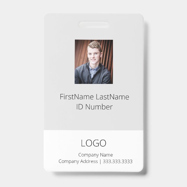 Light Gray Employee ID Abzeichen mit Barcode Ausweis (Vorderseite)