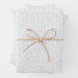 Light Gray Geometric Floral Pattern Geschenkpapier Set
