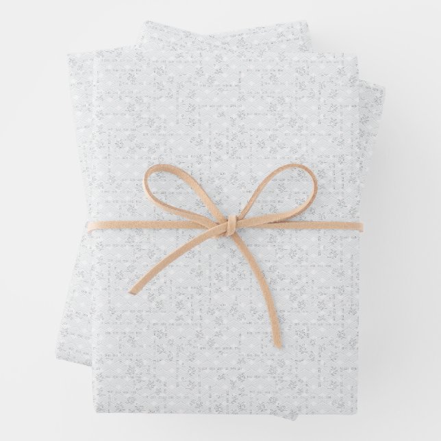 Light Gray Geometric Floral Pattern Geschenkpapier Set (Beispiel)