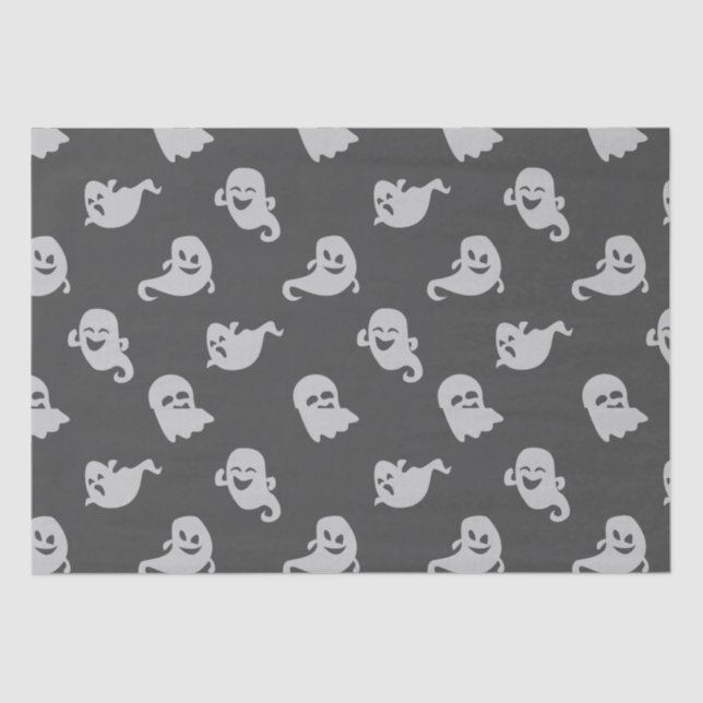 Light Gray Ghosts Dark Gray Halloween Seidenpapier (Vorderseite)