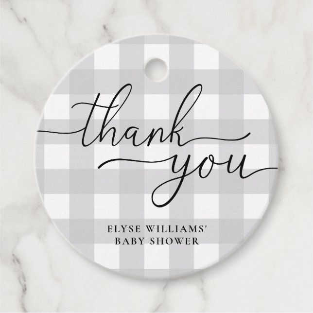 Light Gray Gingham Vielen Dank für Ihr Interesse a Geschenkanhänger (Vorderseite)