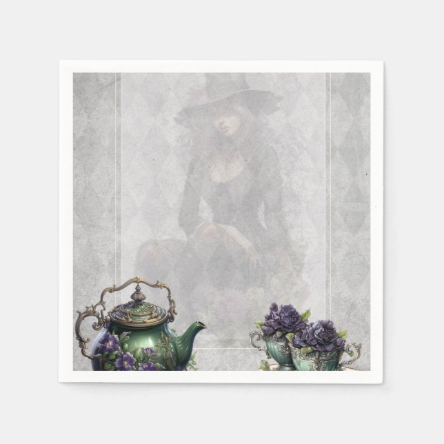 Light Gray Hexen Tea Verzaubertes Party Napkin Serviette (Vorderseite)