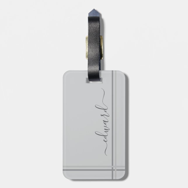 Light Gray Individuelle Name Gepäckanhänger (Rückseite vertikal)