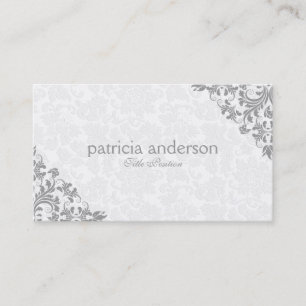 Light Gray Lace Plush White Damasks Visitenkarte