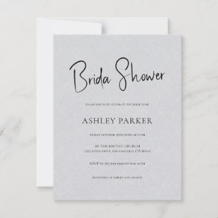 Light Gray Linen Einfaches Schwarzes Script Brautp Einladung