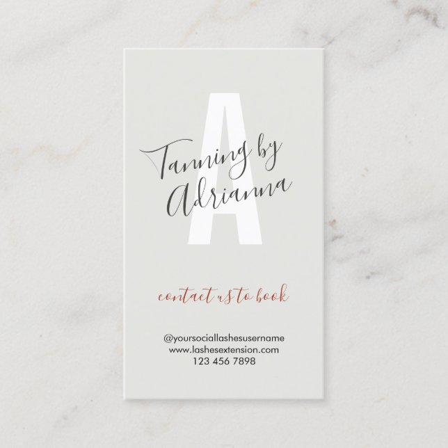 Light Gray Makeup Salon Spray Tan Aftercare Visitenkarte (Vorderseite)