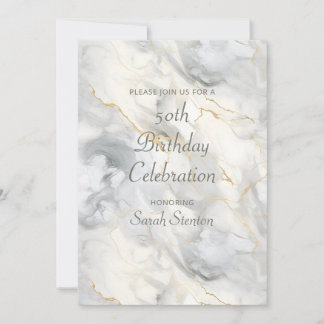 Light Gray Marble 50. Geburtstag Einladung