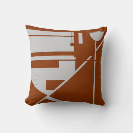 Light Gray on Brick Rust Geometric Abstrakt Kissen