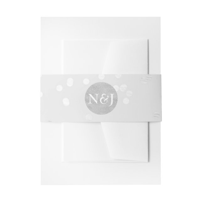 Light Gray & Silver Shiny Confetti Dots Einladung Einladungsbanderole (Vorderseite Beispiel)