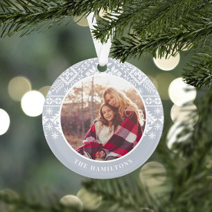 Light Gray Sweater Pattern   FOTO Ornament