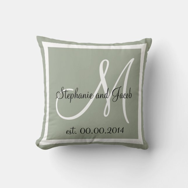 Light Gray Tan Wedding Keepake Kopfkissen Kissen (Vorderseite)