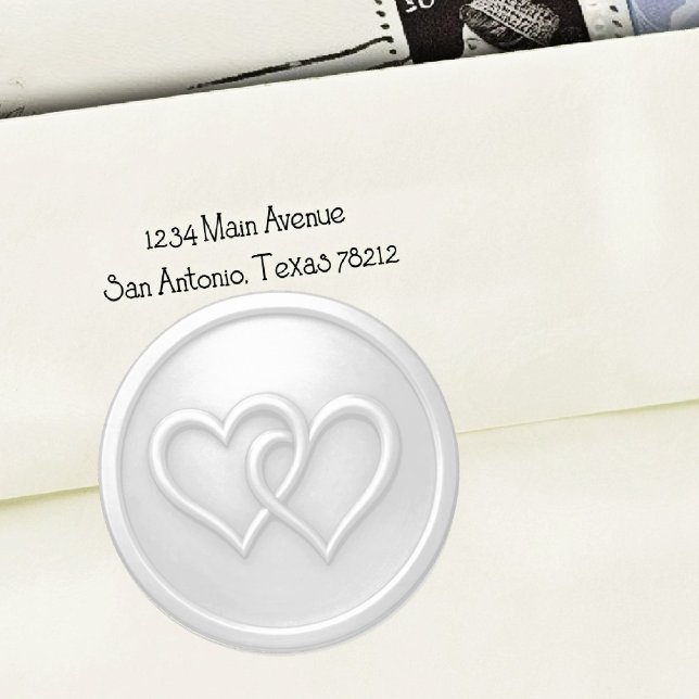 Light Gray Two Hearts Intertwined Wedding Runder Aufkleber (Von Creator hochgeladen)