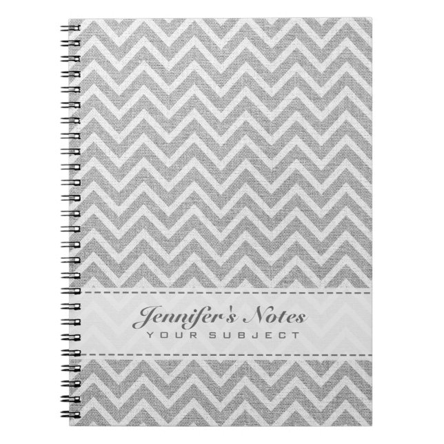Light Gray & White Chevron Pattern Linen Look Notizblock (Vorderseite)