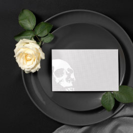 Light Gray White Skull Goth Wedding Platzkarte