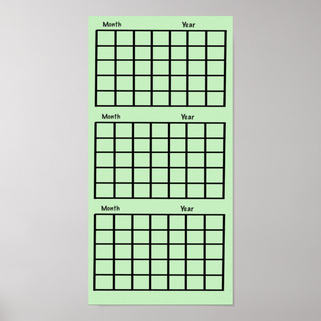 Light Green 3 Monate Calendar Poster (Vorne)