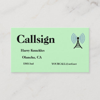 Light Green Amateur Radio Call Sign Visitenkarte
