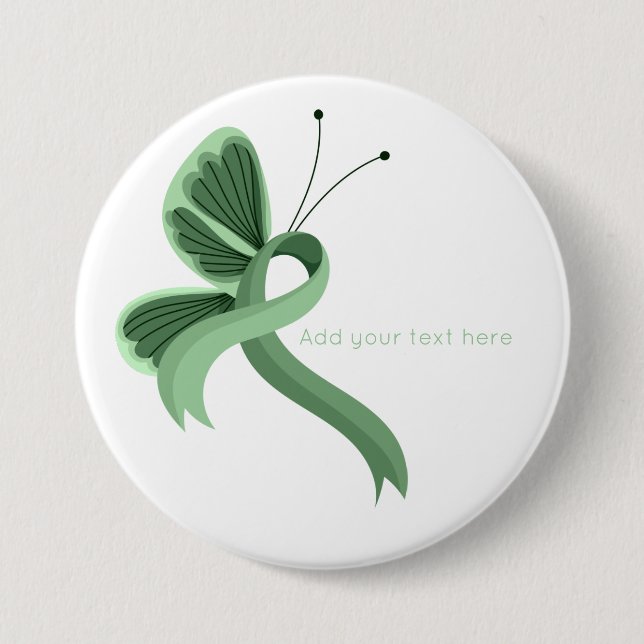 Light Green Awareness Ribbon Butterfly Button (Vorderseite)