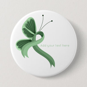 Light Green Awareness Ribbon Butterfly Button