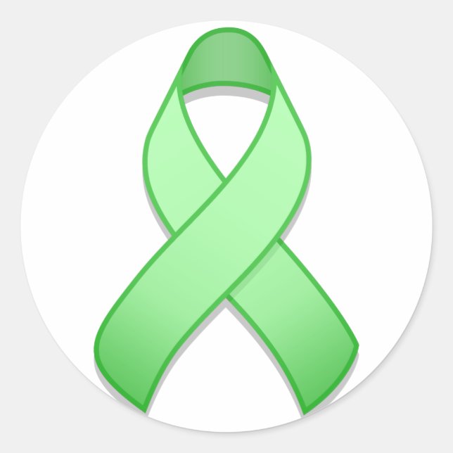 Light Green Awareness Ribbon Round Sticker (Vorderseite)