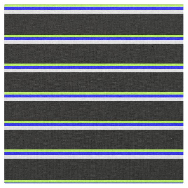 Light Green, Blue, Lavendel & Black Lines Stoff (Nahaufnahme)