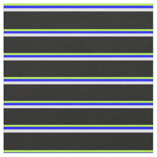 Light Green, Blue, Lavendel und Black Lines Stoff