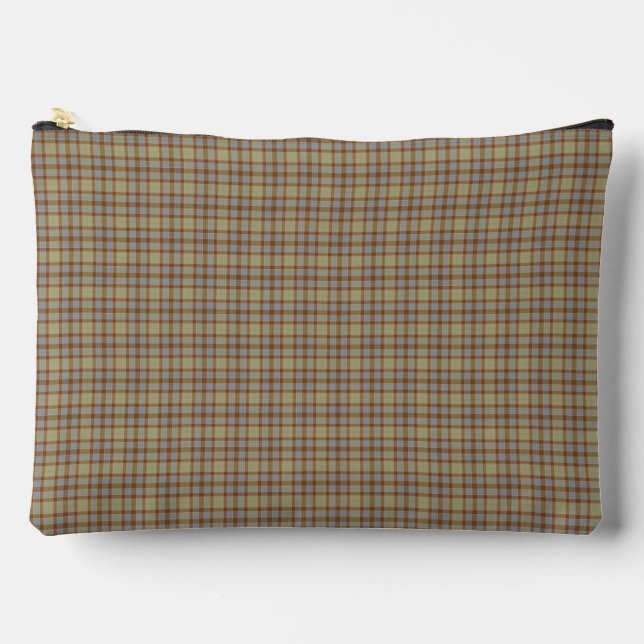 Light Green Blue Plaid Tartan Pattern Rustic Zubehörtasche (Vorderseite)