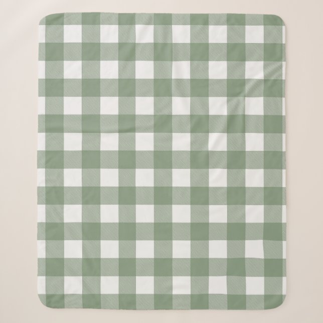 Light Green Buffalo Karo Kariert Bauernhof Sherpadecke (Vorderseite)