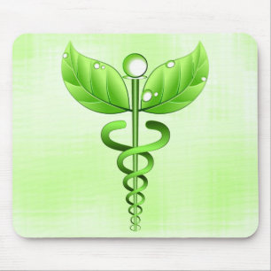 Light Green Caduceus Alternative Medizin Mousepad