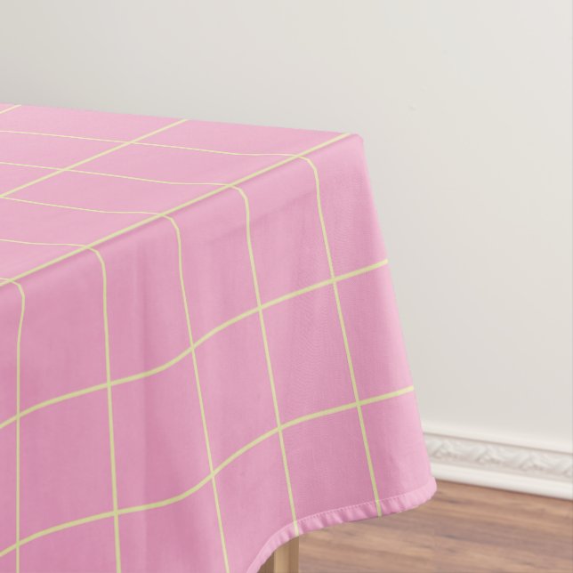 Light Green Cell Pattern Pink Checkered Plaid. Tischdecke (Beispiel)