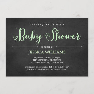 Light Green Chalkboard Babydusche Einladung