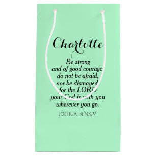 Light Green Courage Bible Verse Individuelle Name Kleine Geschenktüte