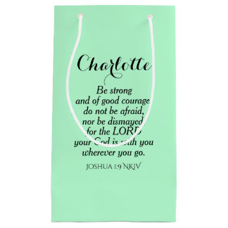 Light Green Courage Bible Verse Individuelle Name Kleine Geschenktüte