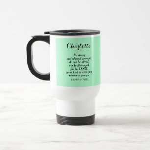 Light Green Courage Bible Verse Individuelle Name  Reisebecher