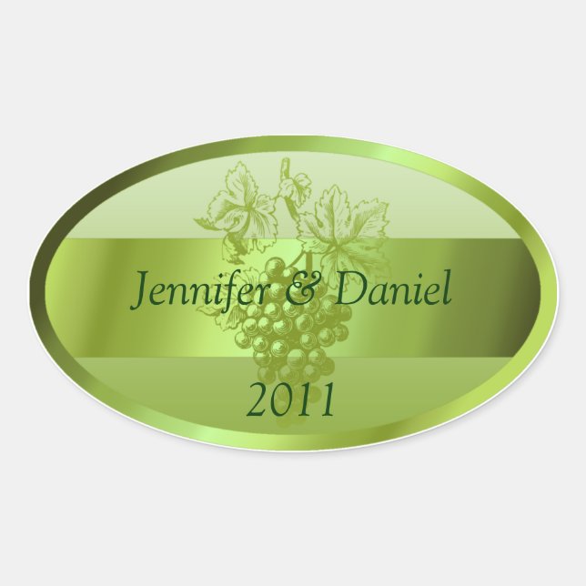Light Green Custom Wine Labels Ovaler Aufkleber (Vorderseite)