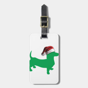 Light Green Dackel mit einem Weihnachtshut Gepäckanhänger