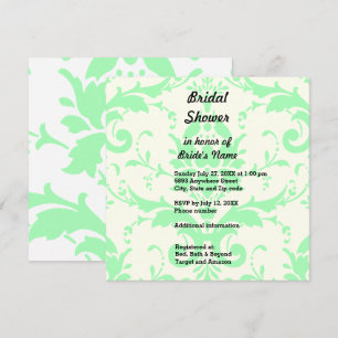 Light Green Damask Bridal Dusche Einladung