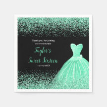 Light Green Dress Imitate Glitzer Sweet 16 Birthda