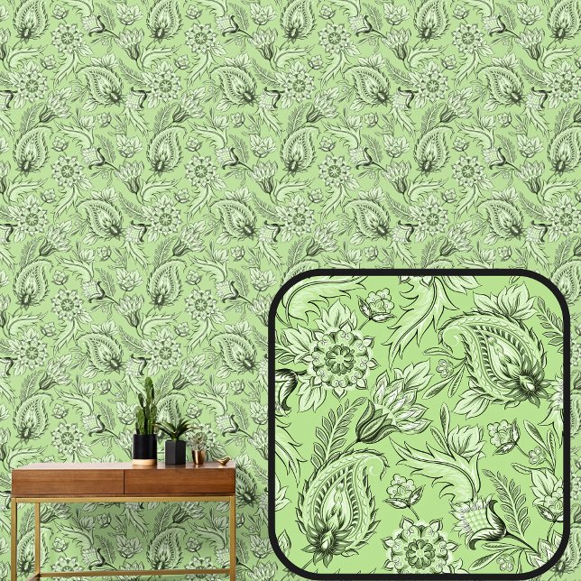 Light Green Floral Paisley Elegant Tapete (Von Creator hochgeladen)
