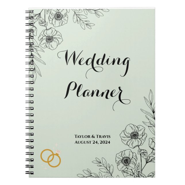 LIGHT GREEN FLORAL WEDING PLANNER NOTIZBLOCK (Vorderseite)