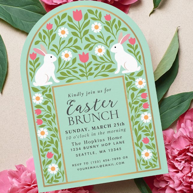 Light Green Folk Art Easter Brunch Arch Invitation Einladung (Von Creator hochgeladen)