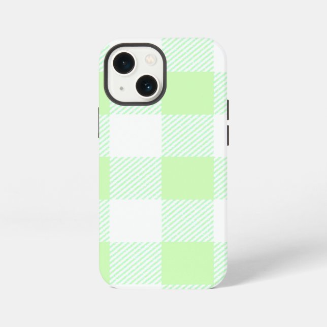 Light Green Gingham Karo Pattern iPhone Hülle (Rückseite)