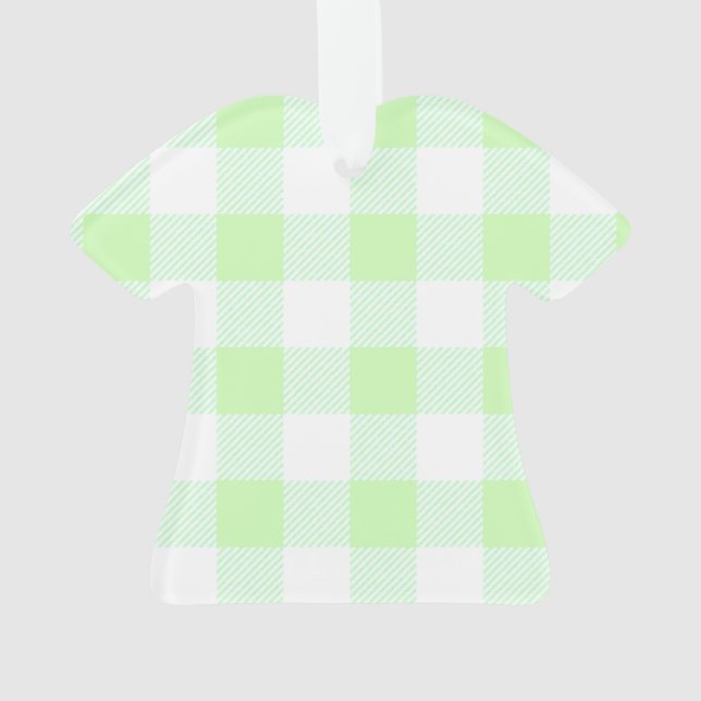 Light Green Gingham Karo Pattern Ornament (Rückseite)