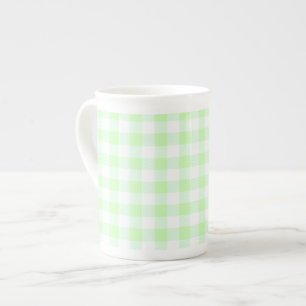 Light Green Gingham Karo Pattern Prozellantasse