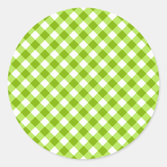 Light Green Gingham Pattern Runder Aufkleber (Vorderseite)